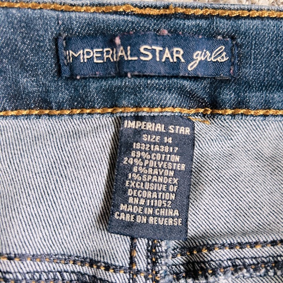 Imperial Star Distressed Medium Wash Jeans with Plaid Accents Girl’s 14 NWOT - Picture 7 of 10